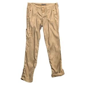 Level 99 Pants Women 27 Husk Linen Tencel Blend Dayla Cargo Pockets Utility